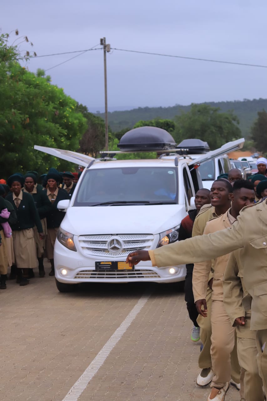 Funeral support vehicle arriving at service venue